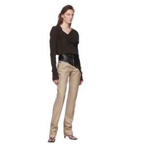 Bottega Veneta Leather-paneled high-rise straight-leg jeans